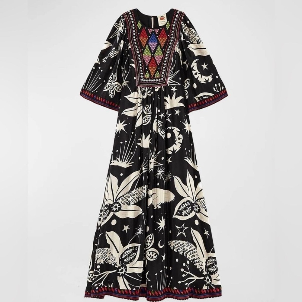 Farm Rio Celestial Embroidered Maxi Dress Small NWT $385